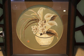 麥秸畫(huà)花卉